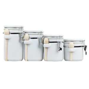 Home Basics 4-Piece Glass Canister Set with Stainless Steel Lids HDC56149 -  The Home Depot
