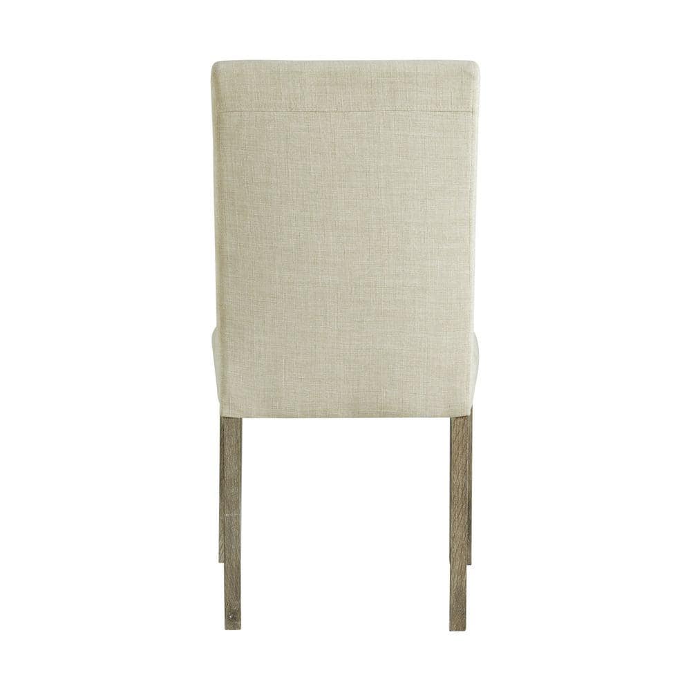 Gray Linen Upholstered Wood Side Chair Set