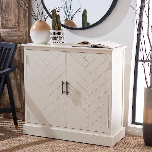 SAFAVIEH Peyton Rustic White Storage Wood Cabinet