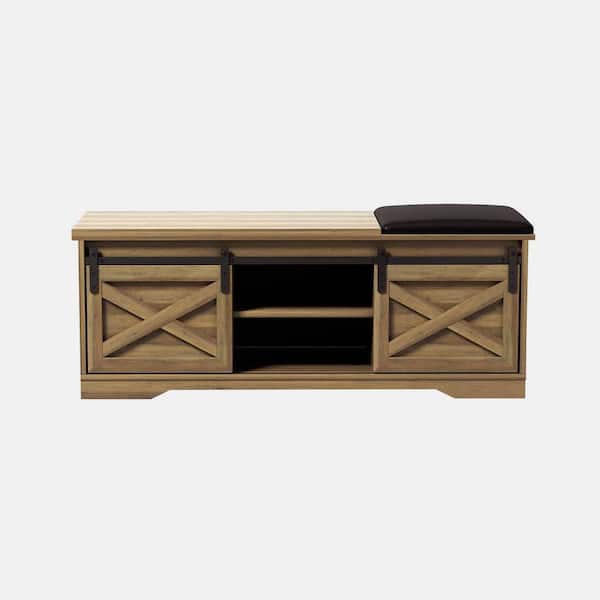 wetiny 17.72 in. H x 15.35 in. W. Light Brown Shoe Storage Bench