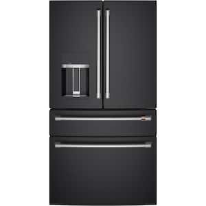 27.8 cu. ft. Smart 4- Door French Door Refrigerator with Convertible Middle Drawer in Matte Black
