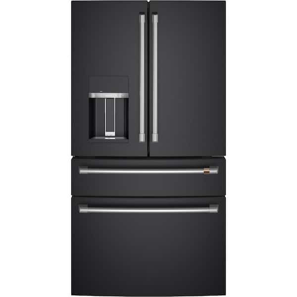 Cafe 27.8 cu. ft. Smart 4- Door French Door Refrigerator with Convertible Middle Drawer in Matte Black