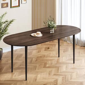 Oval Walnut Solid Wood 67 in. Kitchen Tables 4-Legs Dining Table Seats-6