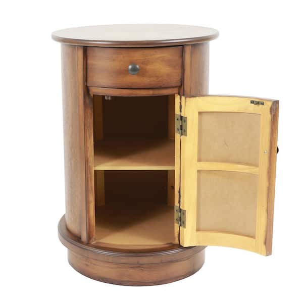 Decor Therapy Keaton Honeynut Brown Round Storage Side Table Fr8755 The Home Depot Decor Therapy Keaton Honeynut Brown, Round Storage End Table