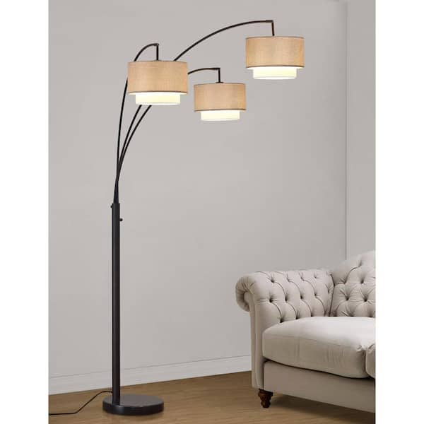 HomeGlam Broadway 83 in. Dark Bronze Finish 3-Light Arch Floor