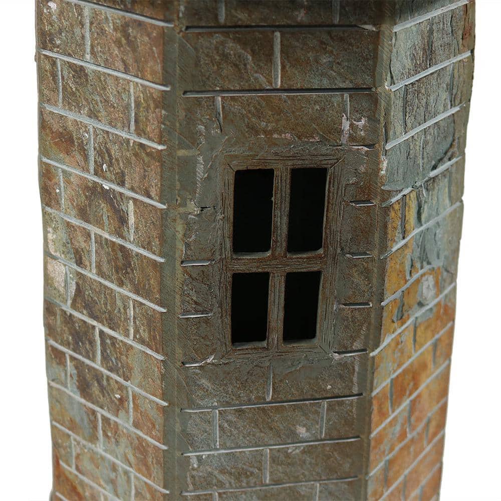 Gray Resin Solar LED Nautical Lighthouse Statue - 35"