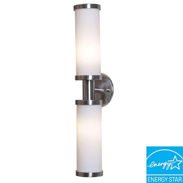 Illumine 2-Light Wall Sconce Brushed Steel Finish Opal Glass-DISCONTINUED