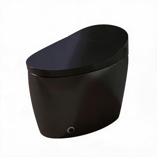 Elongated Smart Bidet Toilet 1.28 GPF in Black with Heated Seat, Auto Open/Close, Foot Kick, Warm Water Dryer