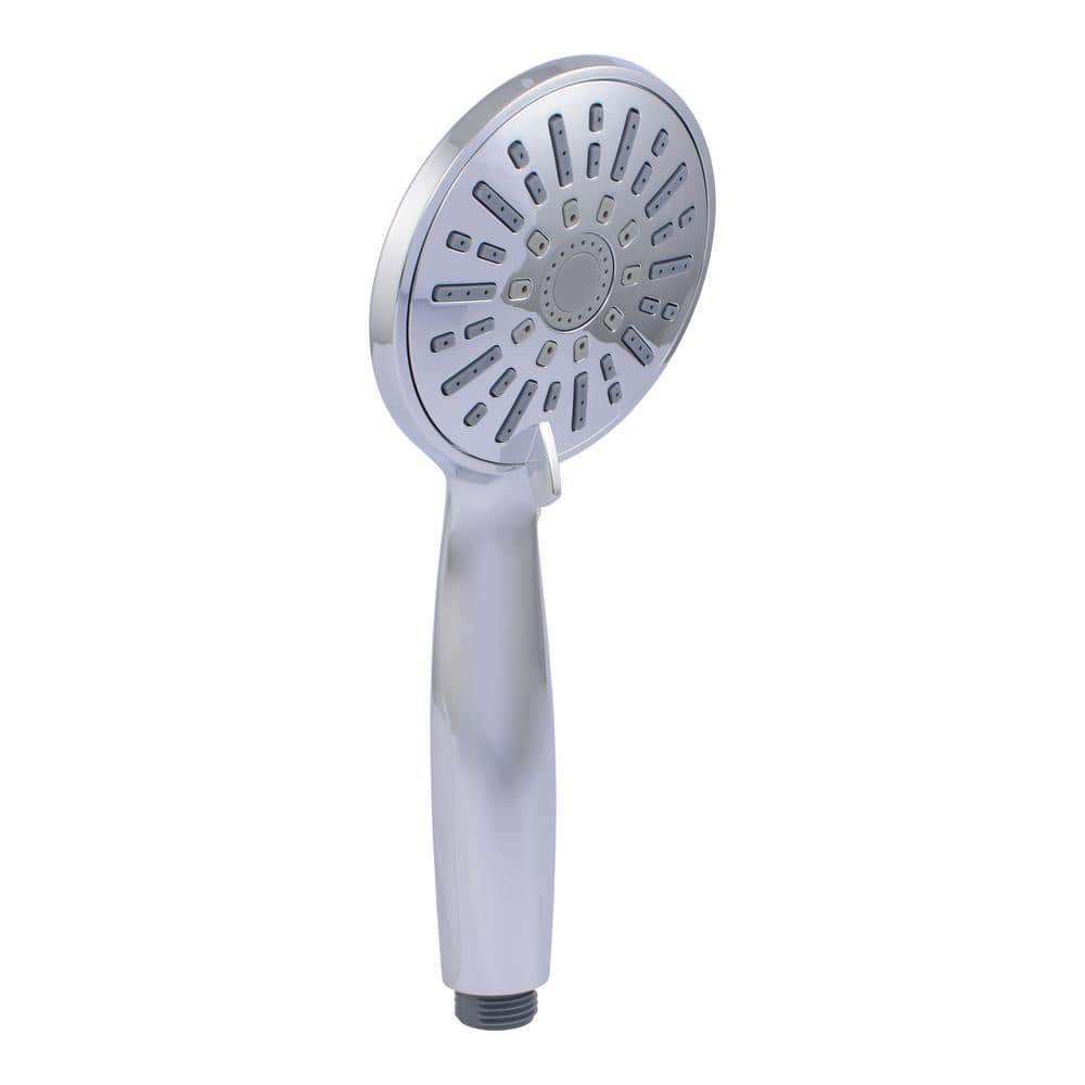 Polished Chrome 5-Spray Handheld Showerhead with Stainless Steel Hose
