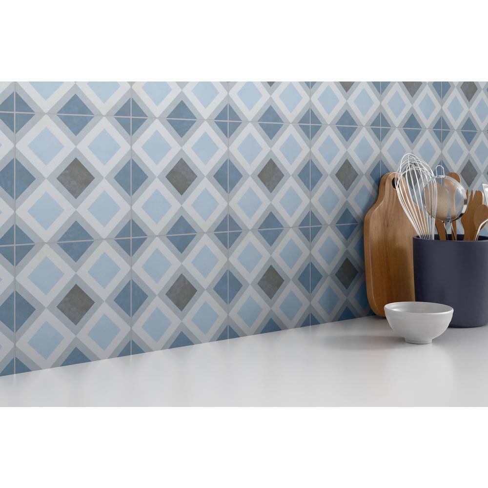 Design Blue and Gray Matte Porcelain Wall & Floor Tile