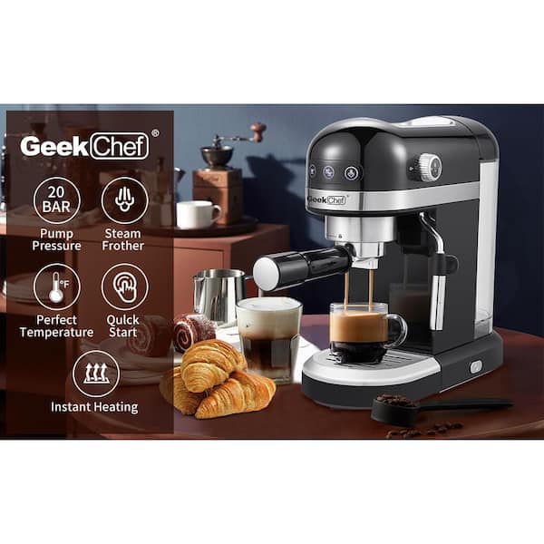 Geek Chef Espresso Machine,20 bar espresso machine with milk frother for  latte,cappuccino,Machiato,for home espresso maker,1.8L Water Tank,Stainless