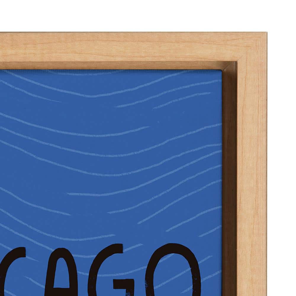 Chicago Illustration Framed Canvas Art in Natural Wood Frame