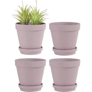 Classic 6 in. L x 6 in. W x 5 in. H Pink Clay Round Indoor Planter (4-Pack)