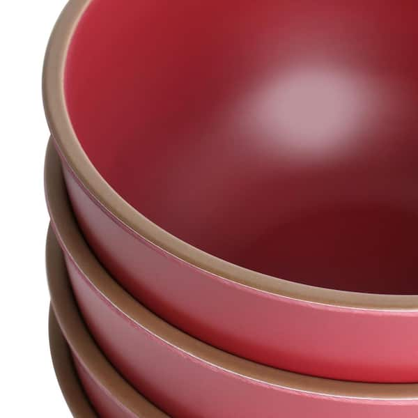 GIBSON HOME Rockabye 4-Piece Melamine Cereal Bowl Set in Dark Pink  985119507M - The Home Depot