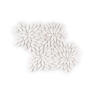 Tea Party White 13.125 in. x 14.625 in. Floral Semi-Polished Thassos Marble Mosaic Wall/Floor Tile (11.632 sq. ft./Case)