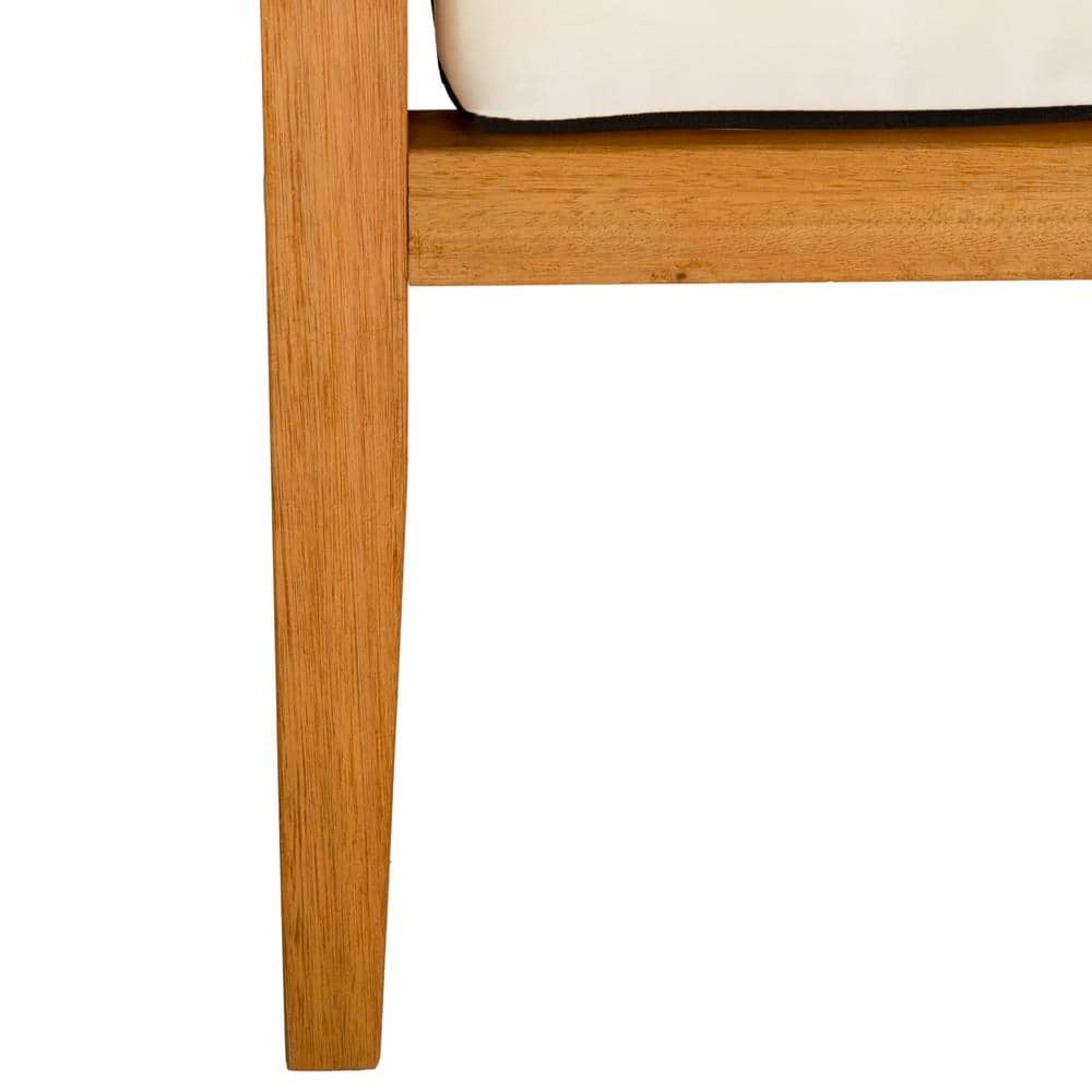 Nunzio Natural Teak Wood 4-Piece Outdoor Set with White Cushions