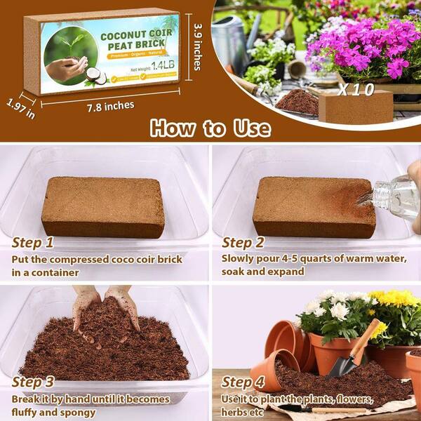 n.cocoro1124　 リミテッドBOX Ver.β 2個セット 14 lb. 2.7 cu. ft. Organic Coco Coir Brick Soil Amendment for Root