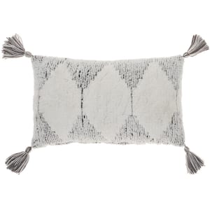 Nicole Curtis Charcoal Geometric Removable Cover 20 in. x 12 in. Rectangle Throw Pillow