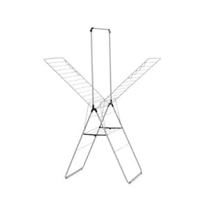 82 ft. (25 m) 70.9 in. W x 72.4 in. H Hang On Garment Drying Rack with Rail in Metallic Gray
