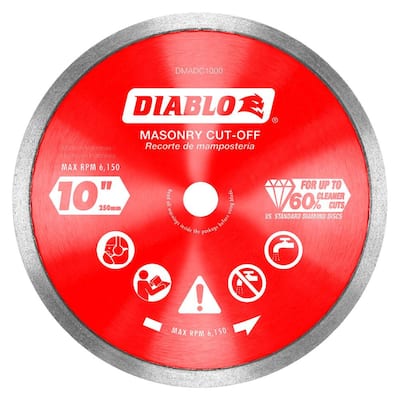 10 in. Diamond Continuous Rim Cut-Off Discs for Masonry