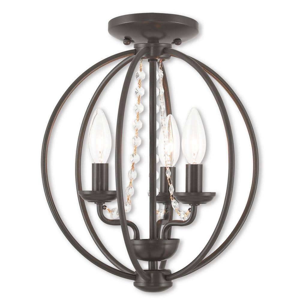 Arabella English Bronze 3-Light Mini Chandelier with Crystal Accents