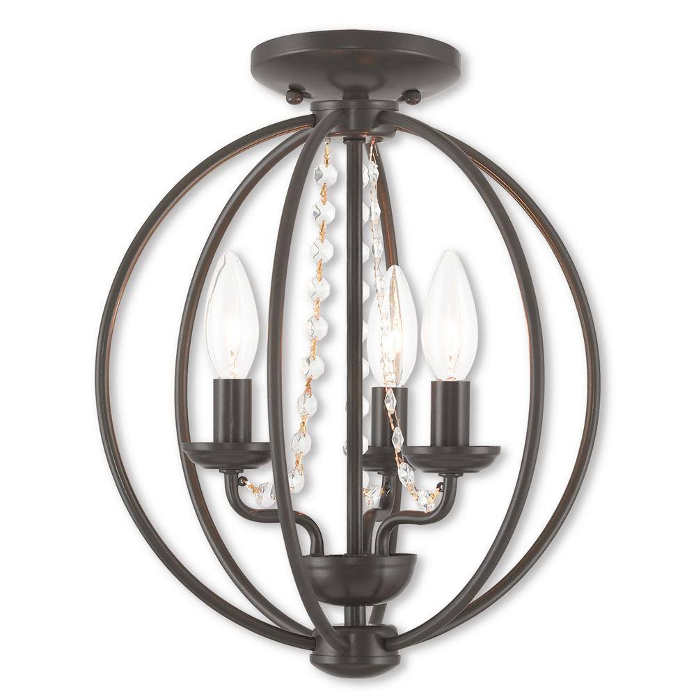 Arabella English Bronze 3-Light Mini Chandelier with Crystal Accents