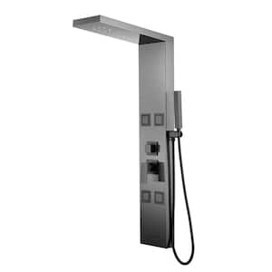 44.5 in. 4-Jet Shower System with Hand-Shower and 360° Angled Adjustable Angle Body Sprayers in Matte Black