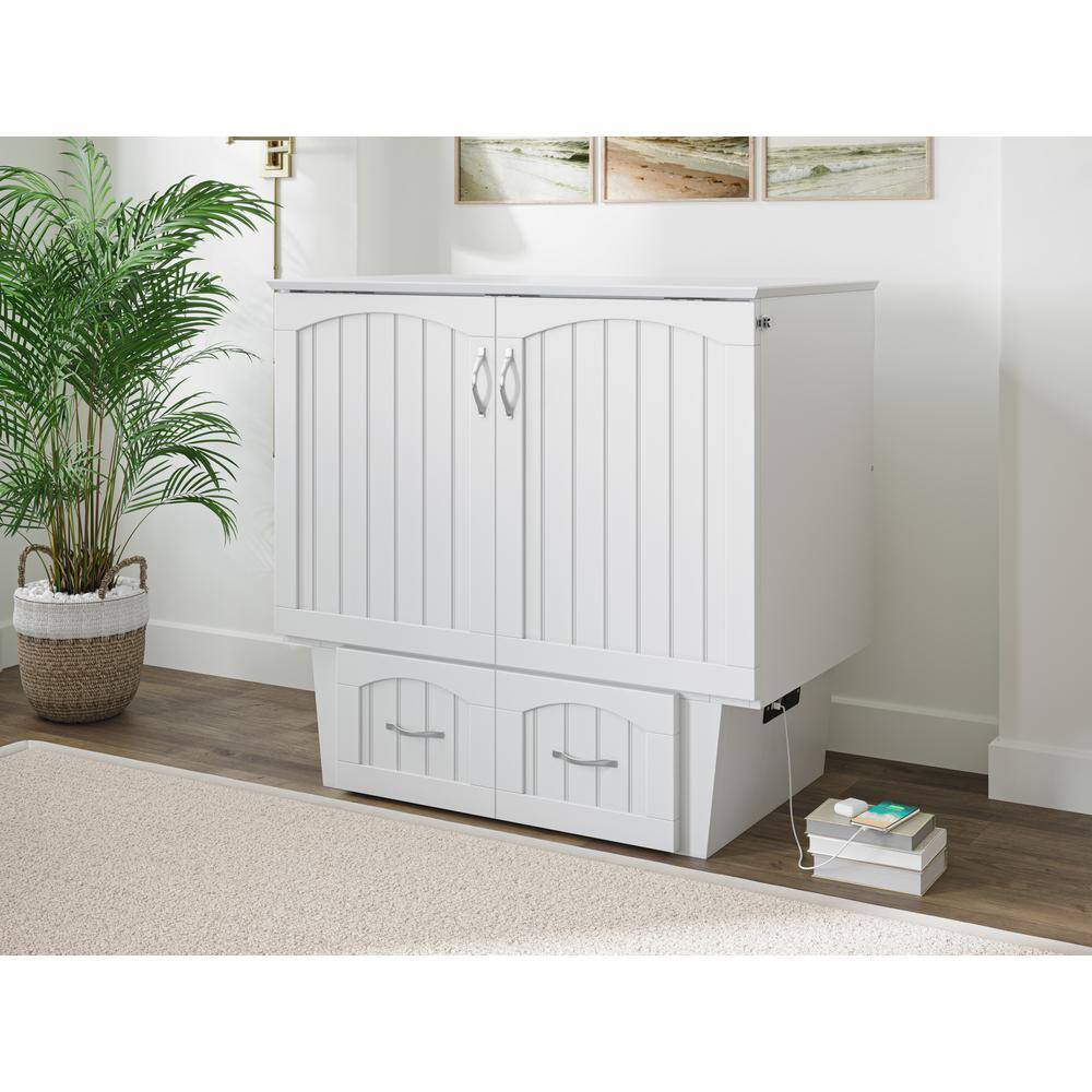 Nantucket White Twin Murphy Bed Chest with Storage Drawers