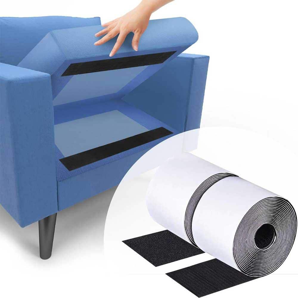 4 in. x 18 ft. Black Hook and Loop Tape with Adhesive, 2-Pack