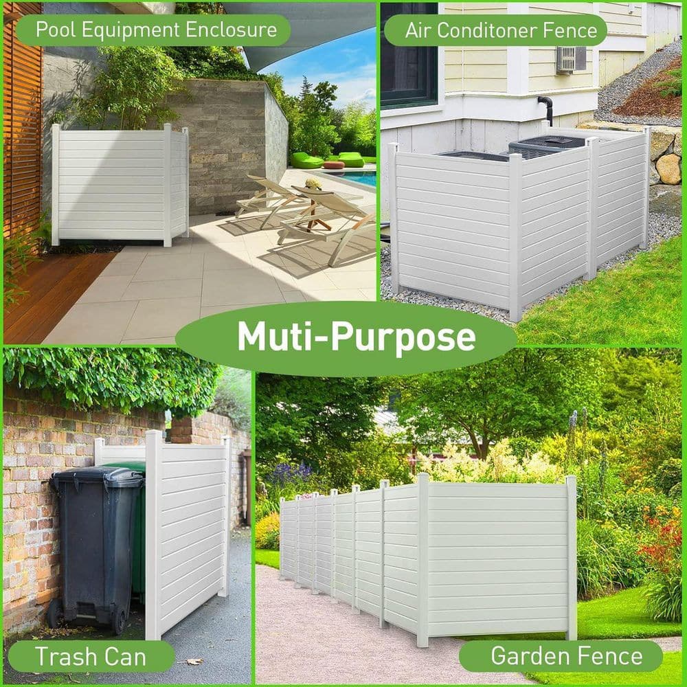 White Vinyl 50" x 50" Privacy Fence Panel Kit for Outdoor Use