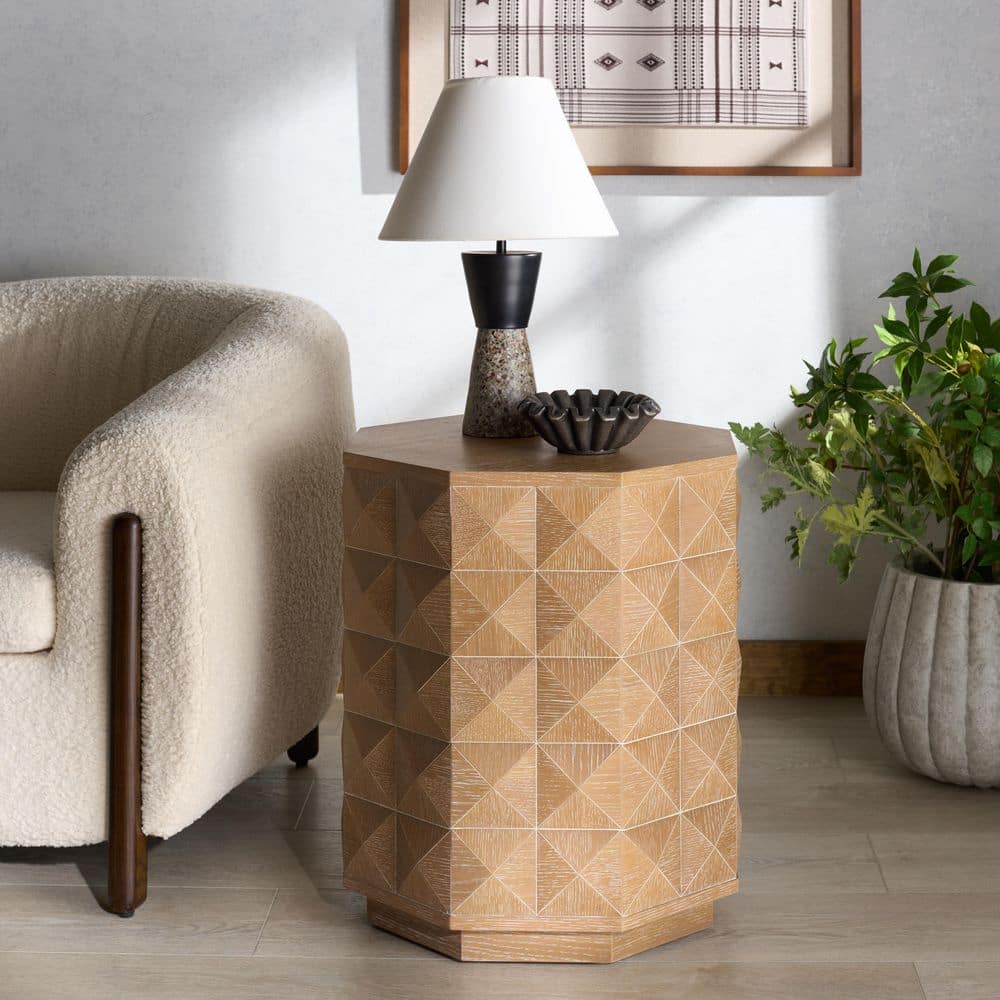 SAFAVIEH Patty 20 in. Natural Octagon Wood End Table SFV7252C