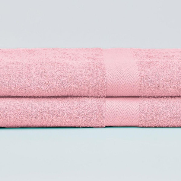 Deluxe Pink Solid 100% Cotton Bath Sheet (Set of 2)