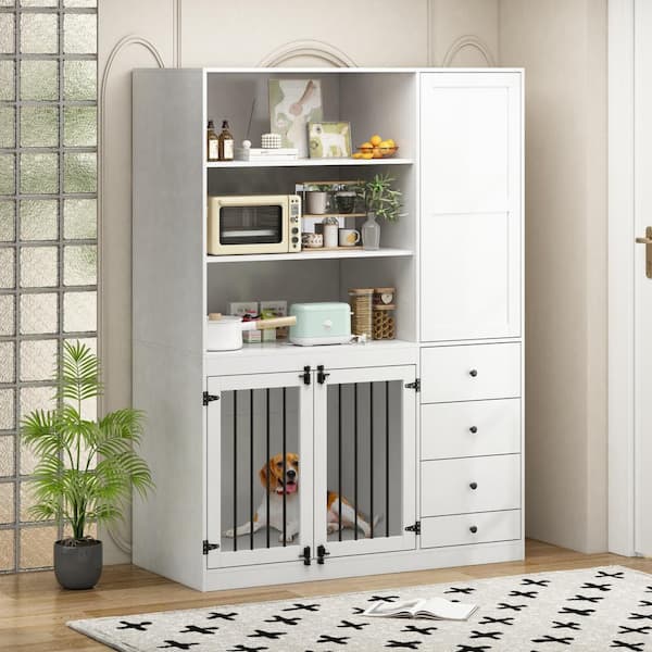 Large Dog Crate Furniture with Drawers, Storage Shelves for Small, Medium  and Large Dog, Wooden Garage Storage Cabinet