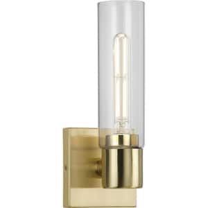 Clarion 1-Light Satin Brass Clear Glass Modern Wall Light