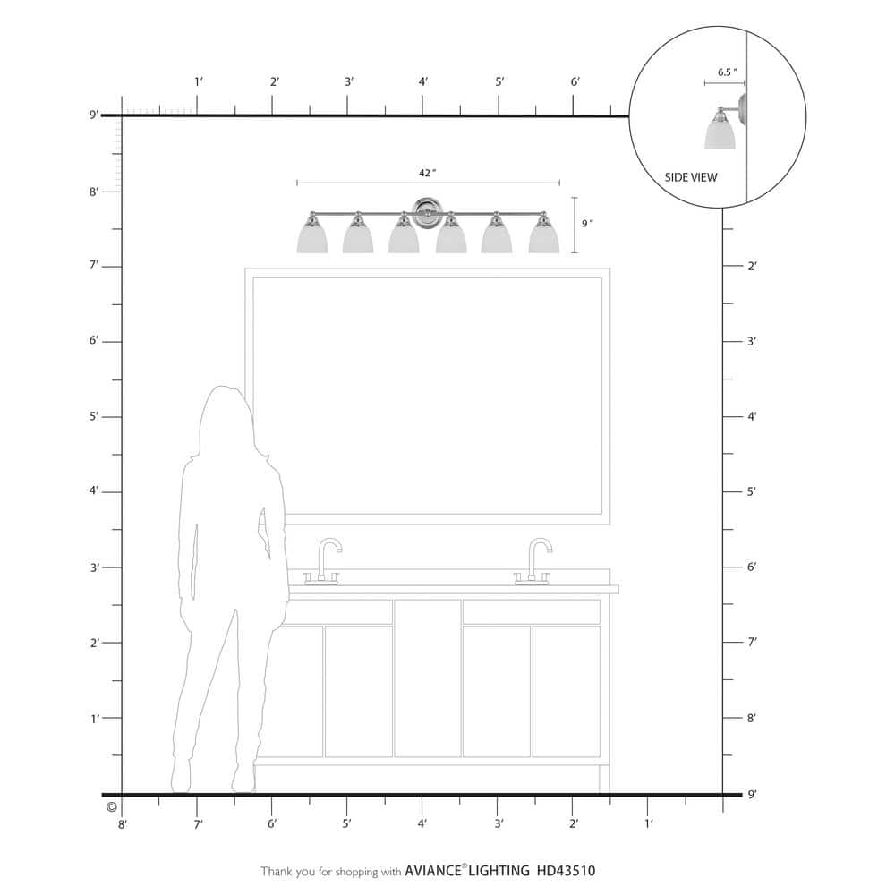 Somerville Bronze 6-Light Vanity with Satin Opal White Glass