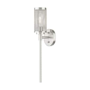 Sadler 5.125 in. 1-Light Brushed Nickel Sconce with Stainless Steel Mesh Shade