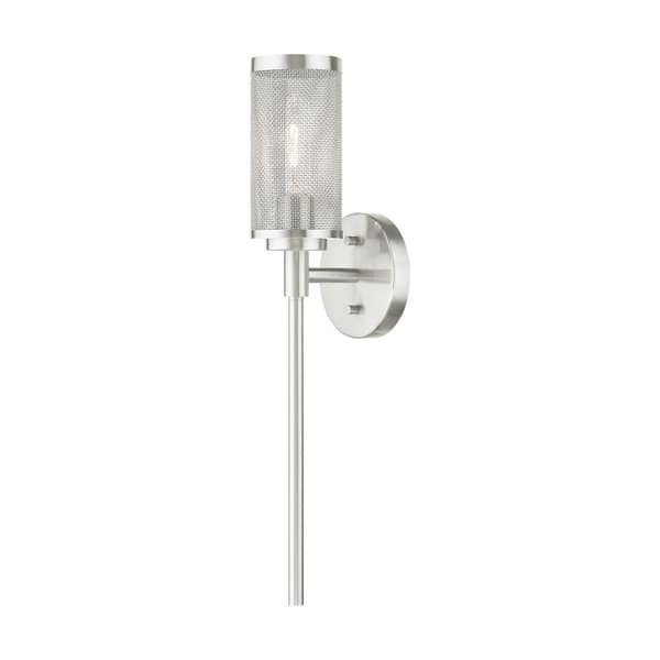 Livex Lighting Sadler 5.125 in. 1-Light Brushed Nickel Sconce with Stainless Steel Mesh Shade