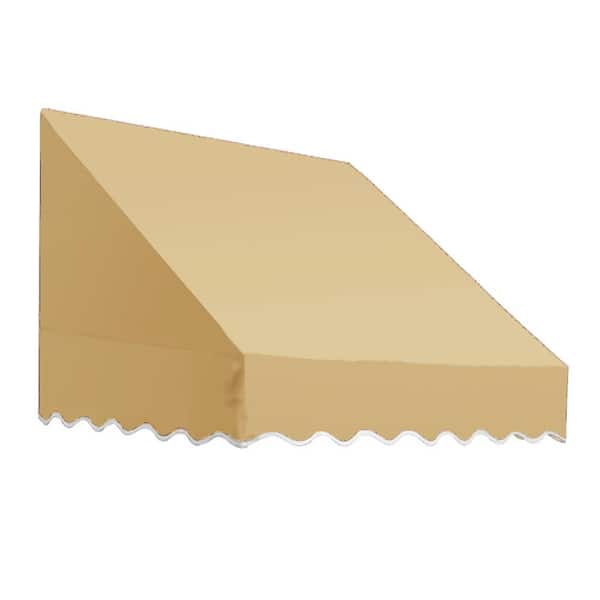 AWNTECH 8.38 ft. San Francisco Fixed Awning 100.5 in. W x 24 in. H x 42 in. D Acrylic Fabric in Brown/Tan Stripe