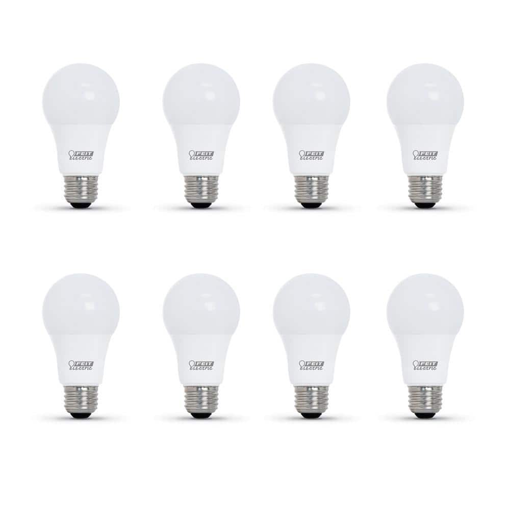 60-Watt Equivalent A19 Non-Dimmable CEC Title 20 90 CRI Garage Door Opener E26 LED Light Bulb Bright White 3000K(8-Pack) -  Feit Electric, OM6093CA10KGAR8