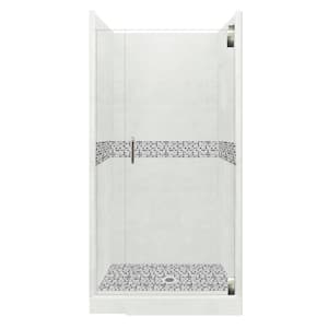 Del Mar Grand Hinged 38 in. x 38 in. x 80 in. Center Drain Alcove Shower Kit in Natural Buff and Satin Nickel Hardware