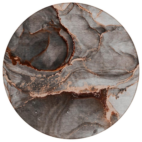 Chantille ACN525 Peach 8 ft. x 8 ft. Round Machine Washable Indoor/Outdoor Geometric Area Rug