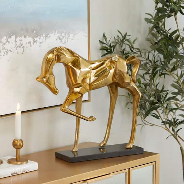 5 in. x 18 in. Gold Aluminum Horse Sculpture