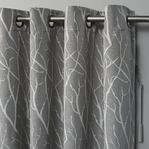 Forest Hill Patio Ash Grey Nature Woven Room Darkening Grommet Top Curtain, 108 in. W x 84 in. L