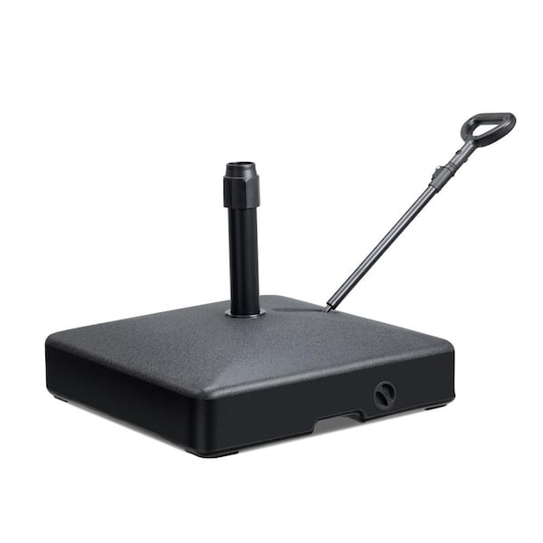 Aoodor 100 lbs. Plastic Patio Umbrella Base with Wheels and Rod in Black