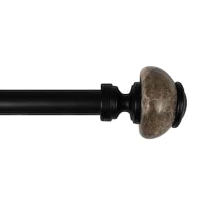 36 in. - 66 in. Telescoping 3/4 in. Dia. Single Curtain Rod in Matte Black with Natural Marble finials