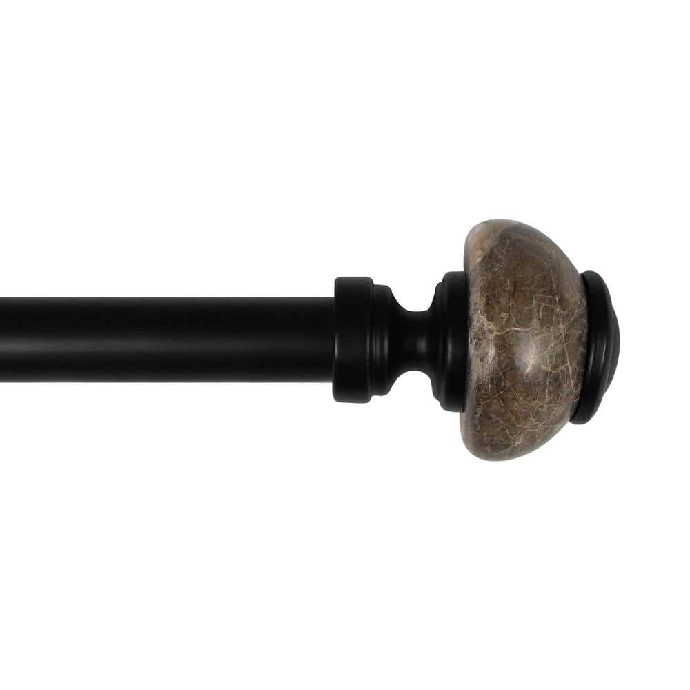 66 in. - 120 in. Telescoping 3/4 in. Dia. Single Curtain Rod in Matte Black with Natural Marble finials price history on PriceWatchPro