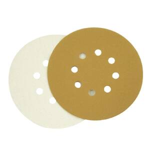 6" x 9 Hole Gold Hook and Loop Grip Sanding Discs 100 Pack, 80 Grit 