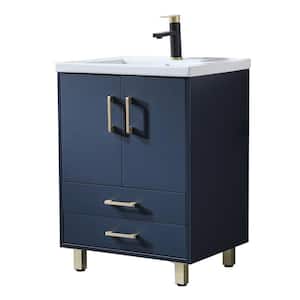 24 in. W x 18 in. D x32 in. H Modern Bathroom Vanity in Blue with White Ceramic Sink Top .