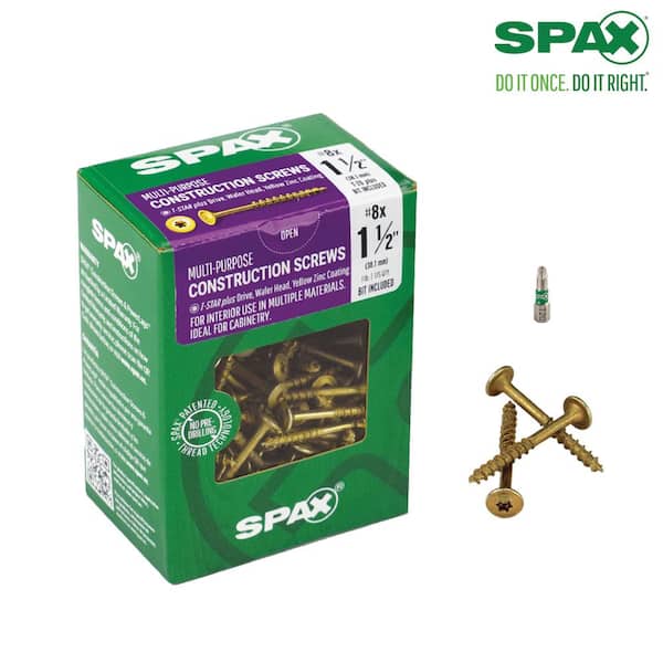 SPAX #8 x 1-1/2 in. T-Star Plus Drive Washer/Wafer Head Partial Thread Yellow Zinc Coated Cabinet Screw (175-Box)