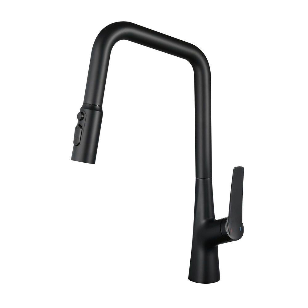 Single Handle Matte Black 16.7 in. Pull Down Sprayer Kitchen Faucet with 360° Spout Swivel Kitchen Sink Faucet price history on PriceWatchPro